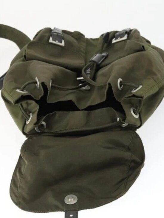 PRADA Backpack Nylon Khaki Silver Auth 166398 main image 7